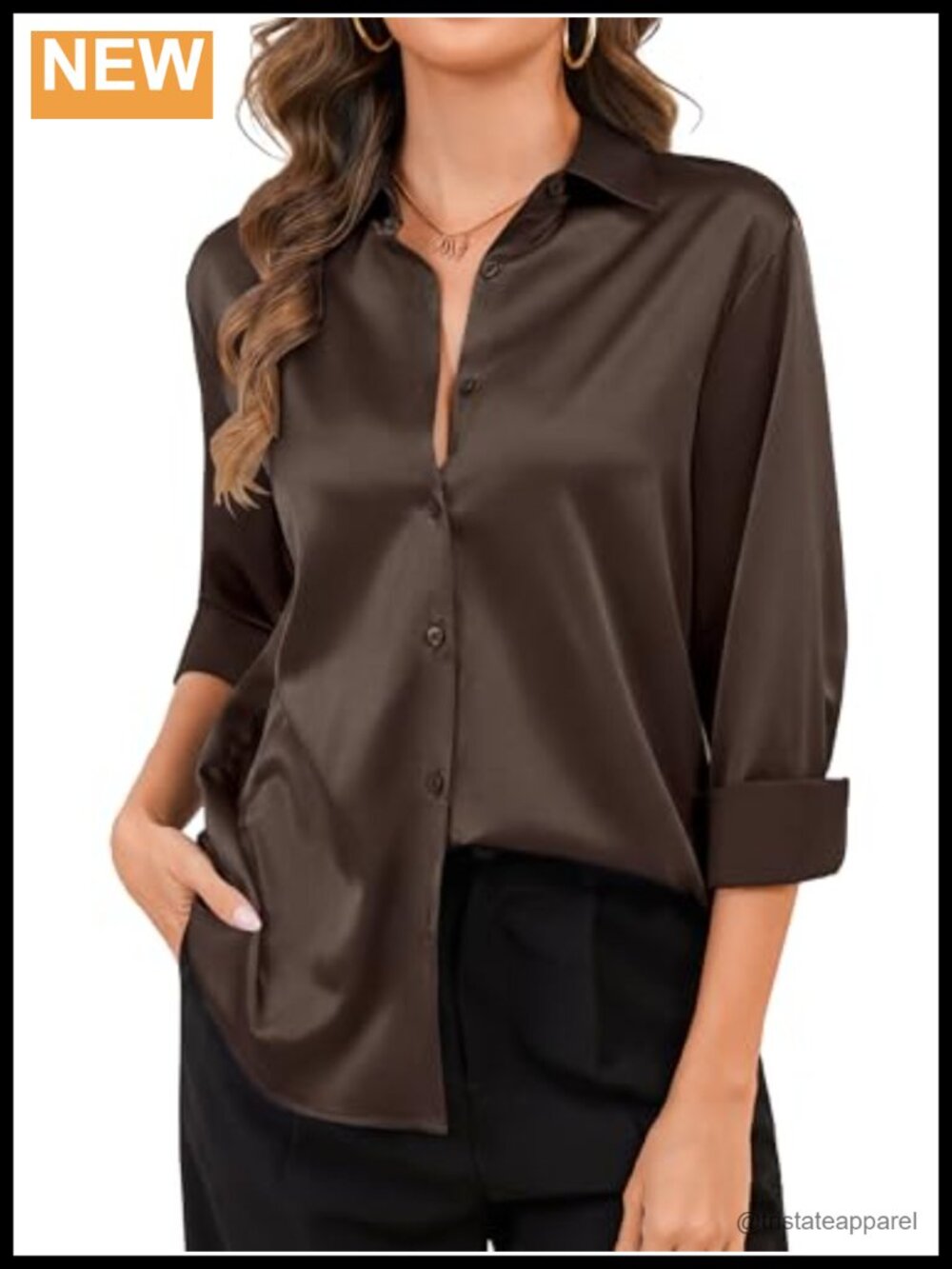 Satin Silk Women's Button Down Long Sleeve Shirt
